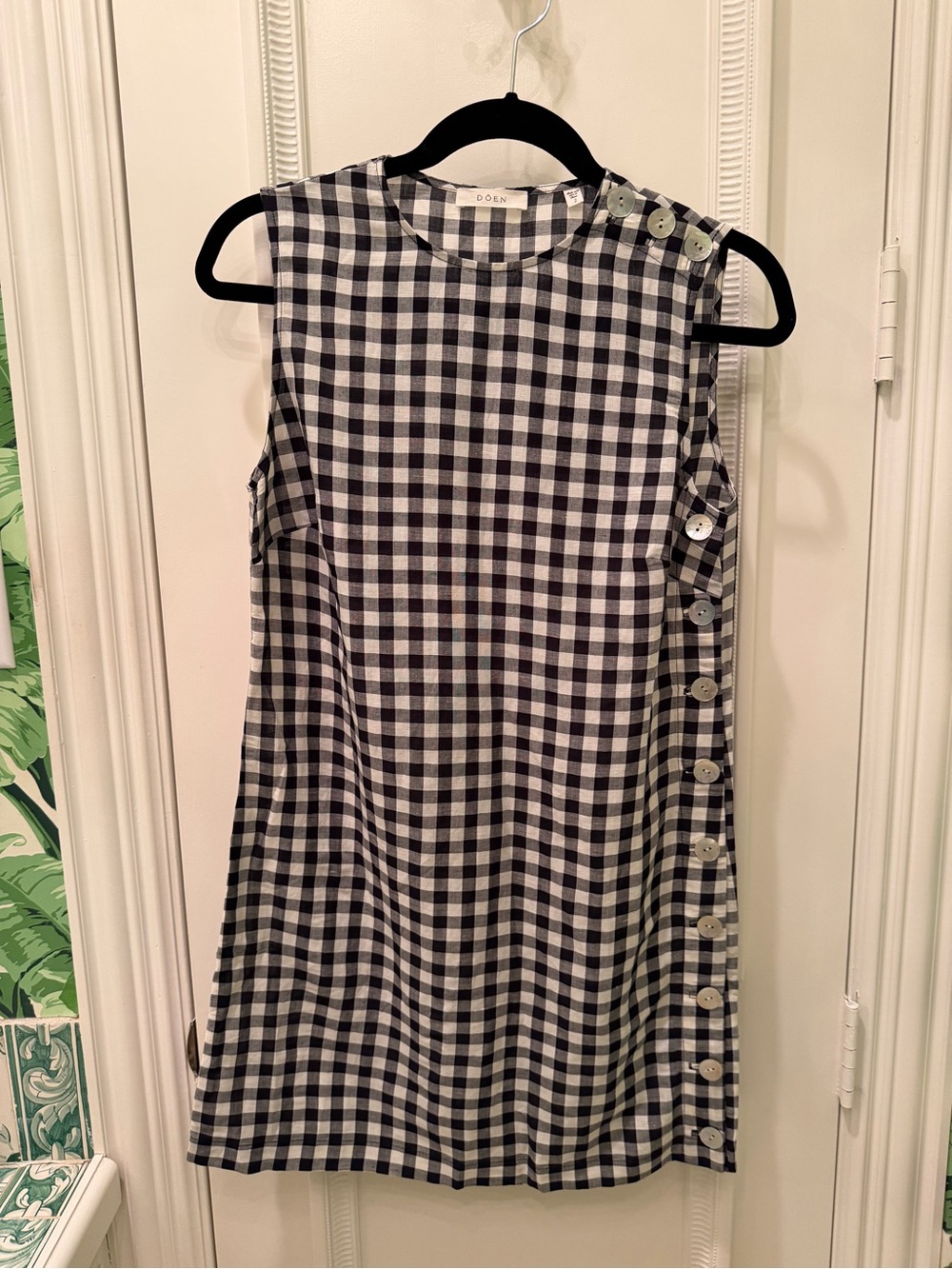 NEW Doen Black and White Coralie Gingham Mini Shift Dress Size 2 - Picture 6 of 12